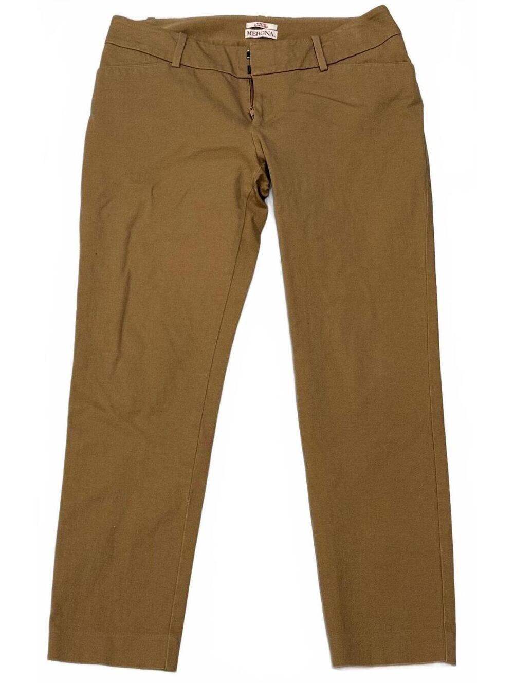 Merona Modern Fit Stretch Cotton Spandex Pants Size 6 Tan Khaki